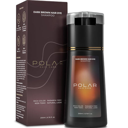 Polar Haircare -  Hair Dye Shampoo for Gray Hair for Women & Men - Natural Semi Permanent Vegan Hair Color Shampoo - Ammonia-Free Gray Hair Shampoo for Women - 3-in-1 Gray Coverage 6.76 Fl Oz
