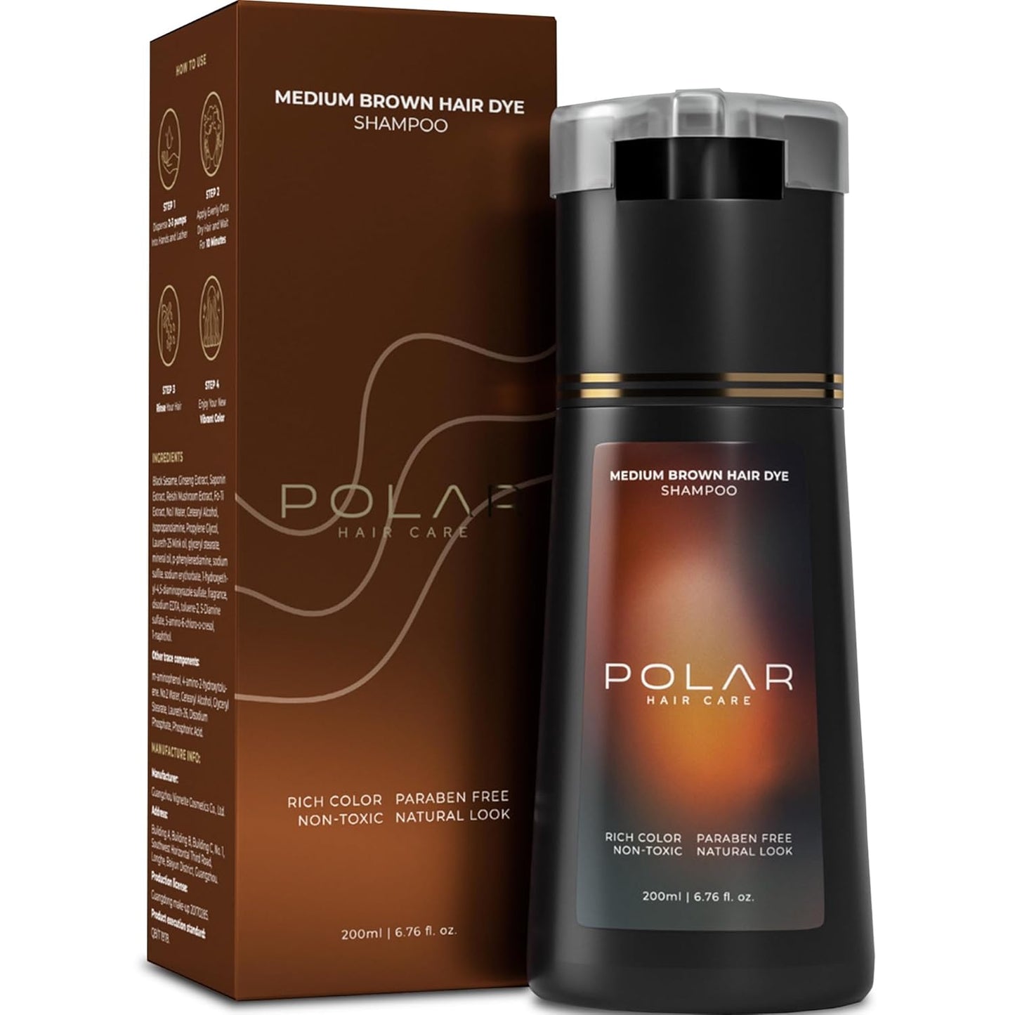Polar Haircare -  Hair Dye Shampoo for Gray Hair for Women & Men - Natural Semi Permanent Vegan Hair Color Shampoo - Ammonia-Free Gray Hair Shampoo for Women - 3-in-1 Gray Coverage 6.76 Fl Oz