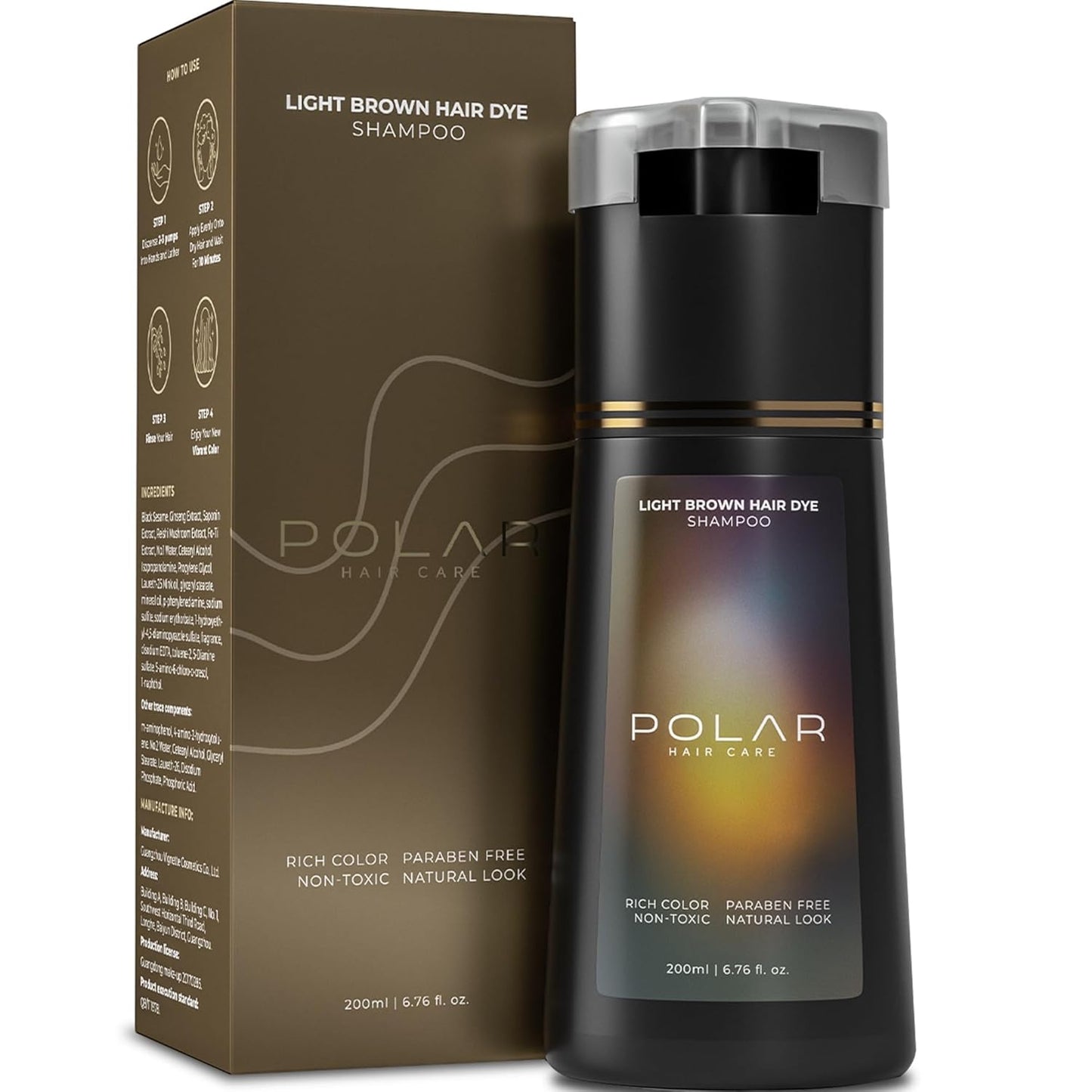 Polar Haircare -  Hair Dye Shampoo for Gray Hair for Women & Men - Natural Semi Permanent Vegan Hair Color Shampoo - Ammonia-Free Gray Hair Shampoo for Women - 3-in-1 Gray Coverage 6.76 Fl Oz