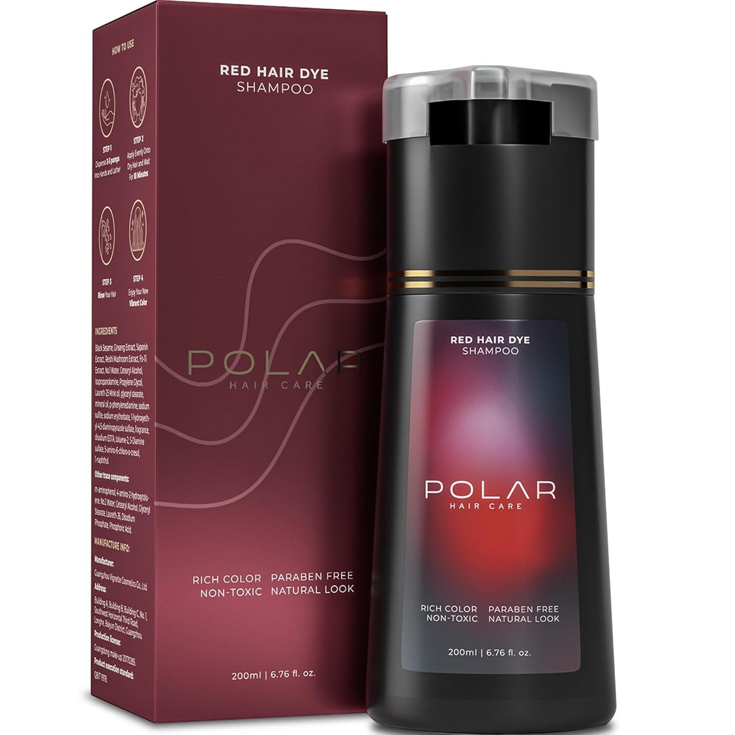 Polar Haircare -  Hair Dye Shampoo for Gray Hair for Women & Men - Natural Semi Permanent Vegan Hair Color Shampoo - Ammonia-Free Gray Hair Shampoo for Women - 3-in-1 Gray Coverage 6.76 Fl Oz